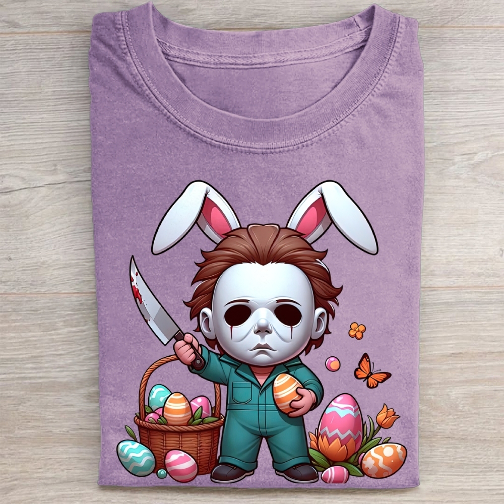 "Easter Michael Myers" Horror Parody Vintage Washed Tee