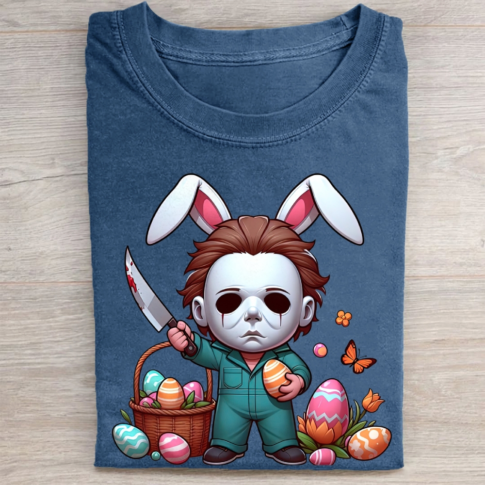 "Easter Michael Myers" Horror Parody Vintage Washed Tee