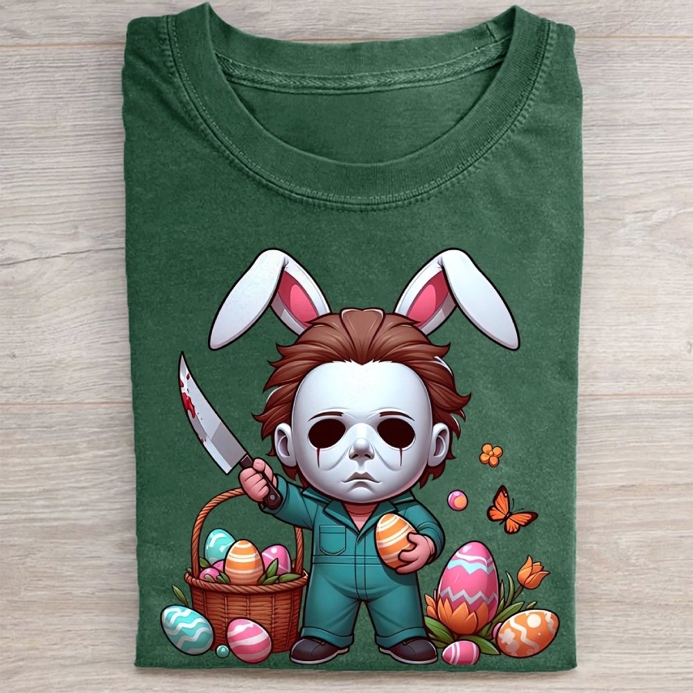 "Easter Michael Myers" Horror Parody Vintage Washed Tee