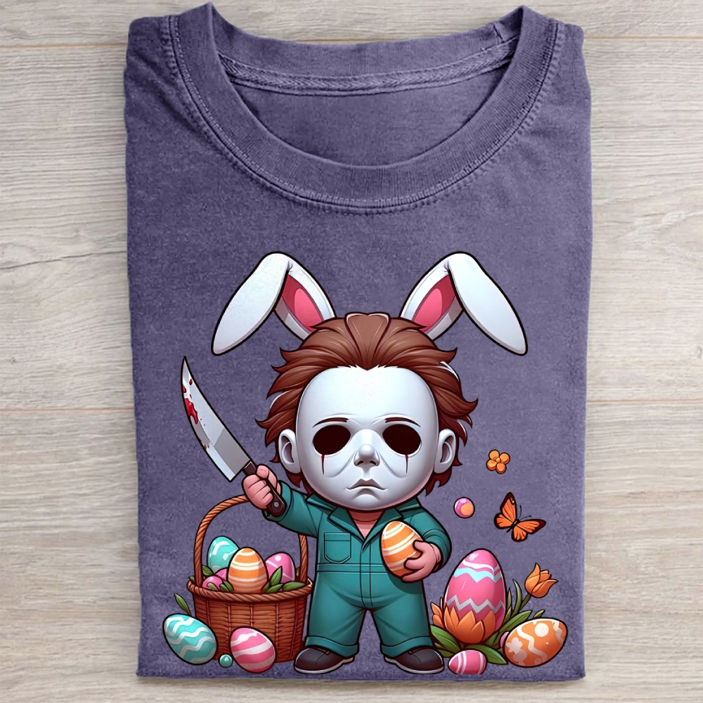 "Easter Michael Myers" Horror Parody Vintage Washed Tee