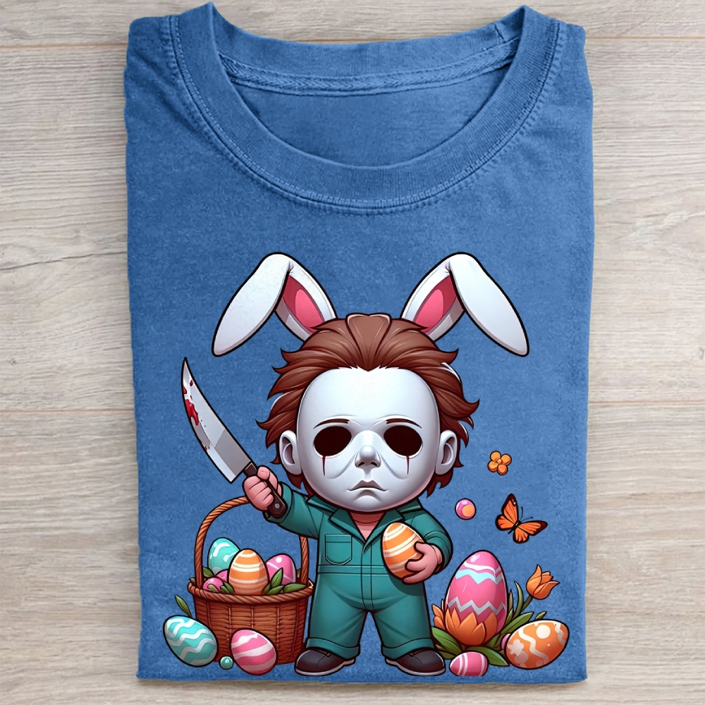 "Easter Michael Myers" Horror Parody Vintage Washed Tee