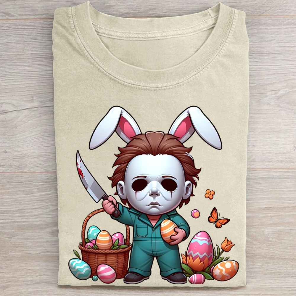 "Easter Michael Myers" Horror Parody Vintage Washed Tee