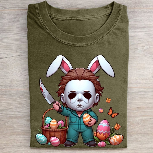 "Easter Michael Myers" Horror Parody Vintage Washed Tee