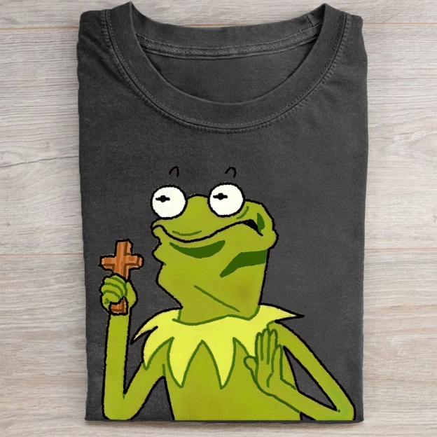 "Holy Kermit" Muppet Parody Vintage Washed Tee