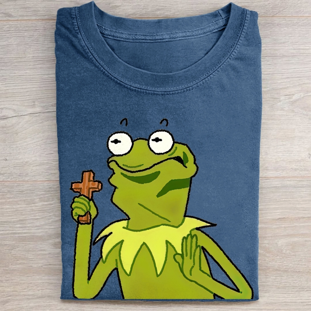 "Holy Kermit" Muppet Parody Vintage Washed Tee