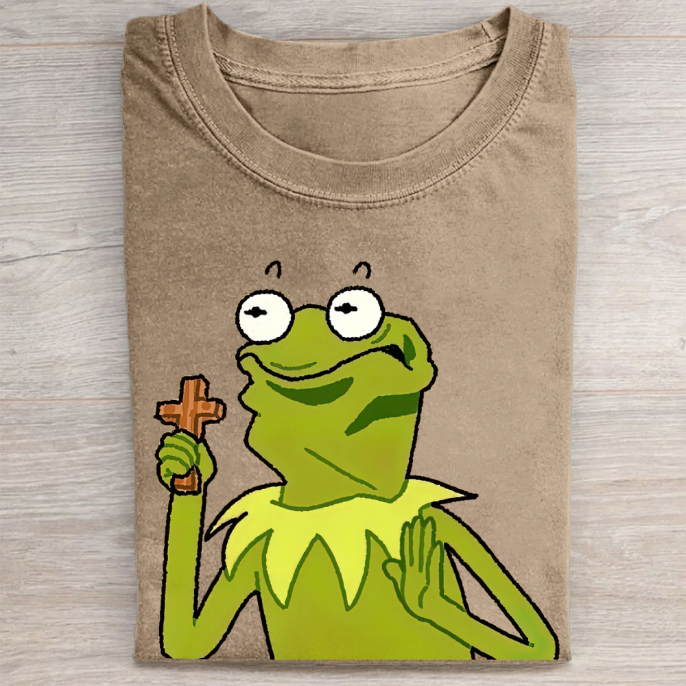 "Holy Kermit" Muppet Parody Vintage Washed Tee