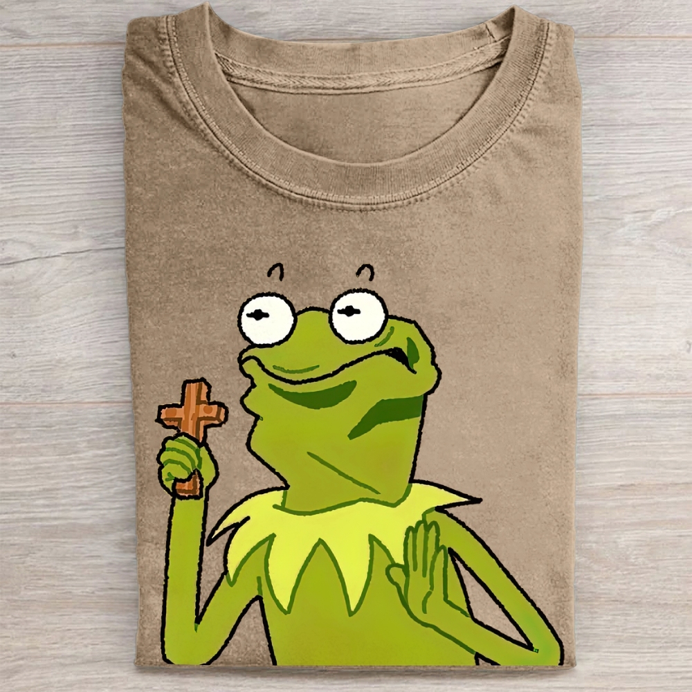 "Holy Kermit" Muppet Parody Vintage Washed Tee