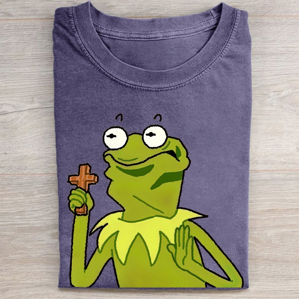 "Holy Kermit" Muppet Parody Vintage Washed Tee