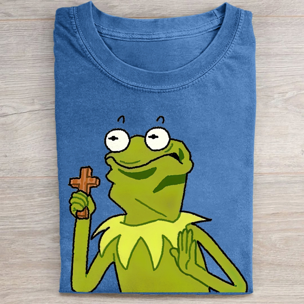 "Holy Kermit" Muppet Parody Vintage Washed Tee