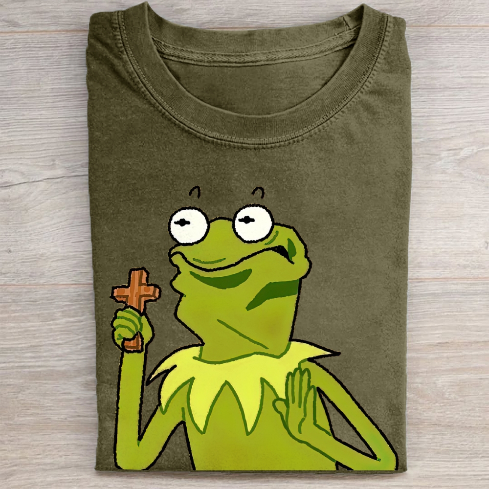 "Holy Kermit" Muppet Parody Vintage Washed Tee