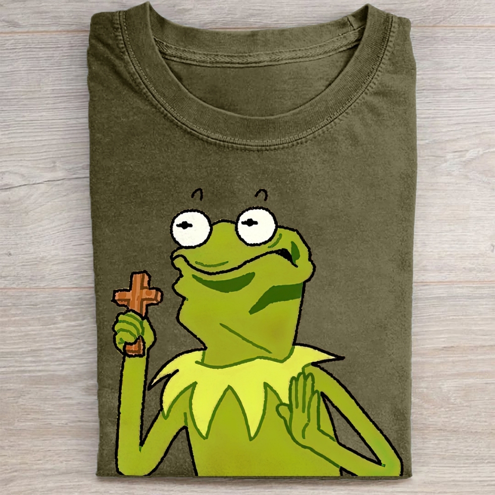 "Holy Kermit" Muppet Parody Vintage Washed Tee