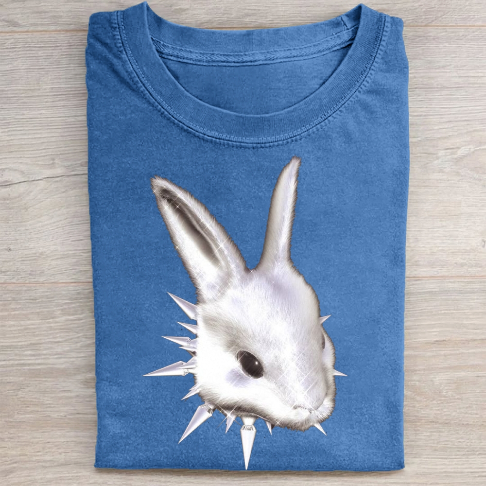 "Spiked Bunny" Edgy Rabbit Vintage Washed Tee