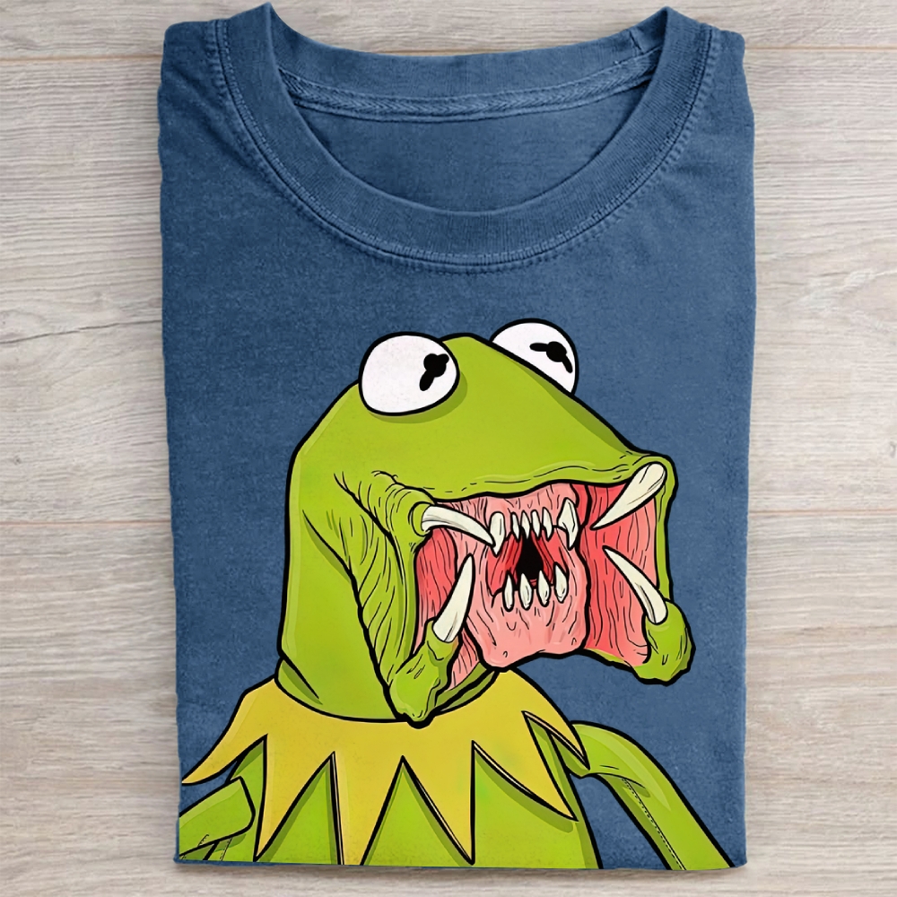 "Monster Kermit" Muppet Horror Parody Vintage Washed Tee