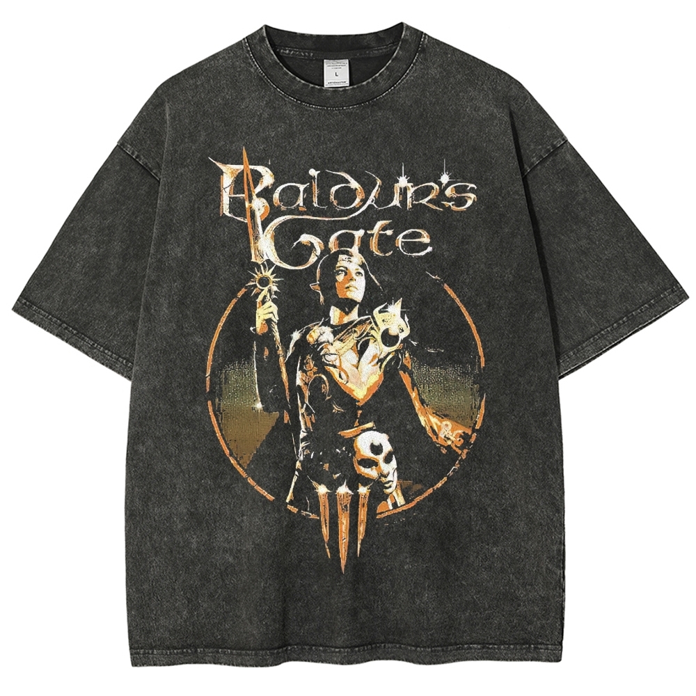 "Baldur's Gate Hero" Fantasy Character Washed T-Shirt