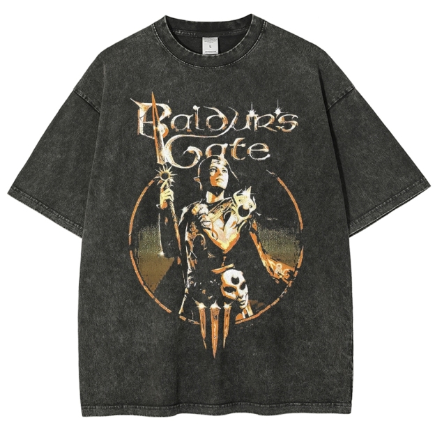 "Baldur's Gate Hero" Fantasy Character Washed T-Shirt