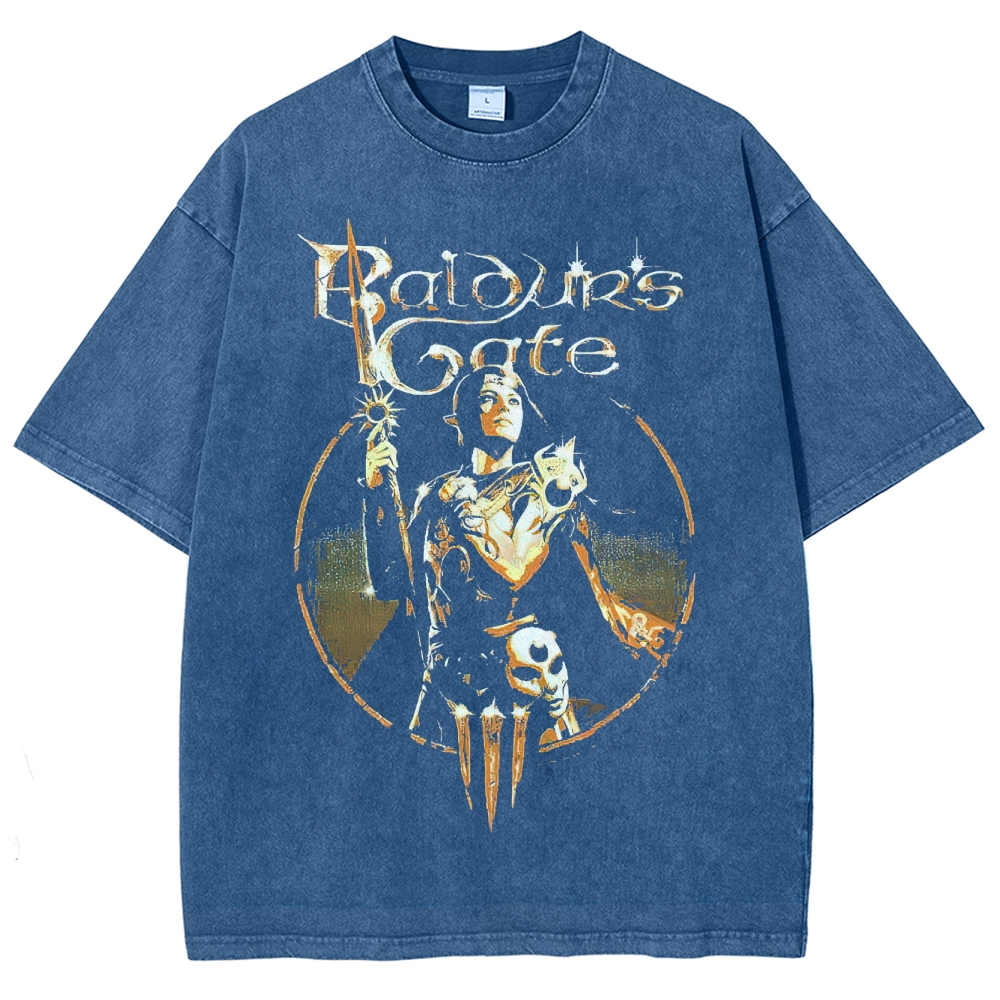 "Baldur's Gate Hero" Fantasy Character Washed T-Shirt