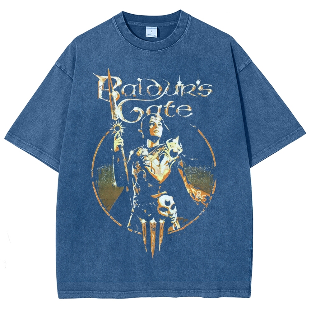 "Baldur's Gate Hero" Fantasy Character Washed T-Shirt