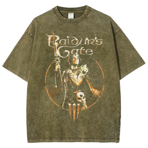 "Baldur's Gate Hero" Fantasy Character Washed T-Shirt