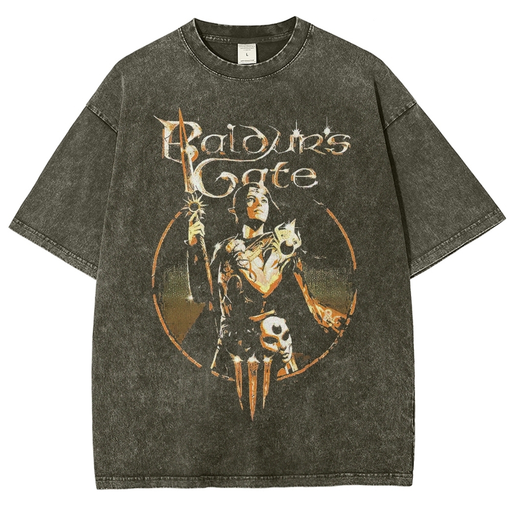"Baldur's Gate Hero" Fantasy Character Washed T-Shirt