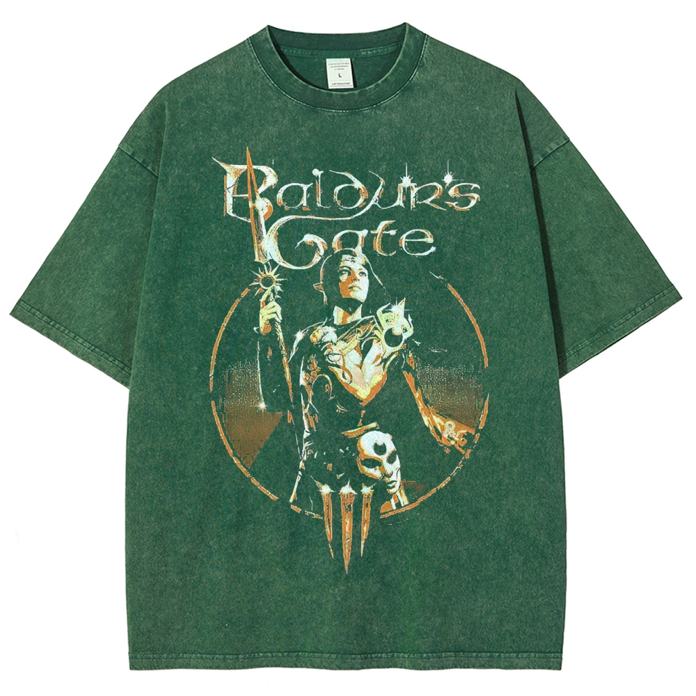 "Baldur's Gate Hero" Fantasy Character Washed T-Shirt