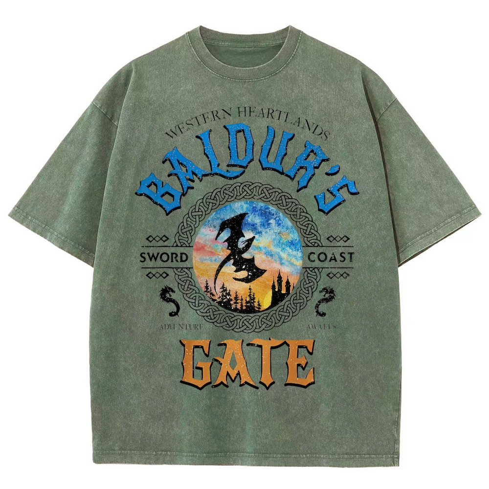 "Baldur's Gate Adventure Awaits" Celtic Knot Washed T-Shirt