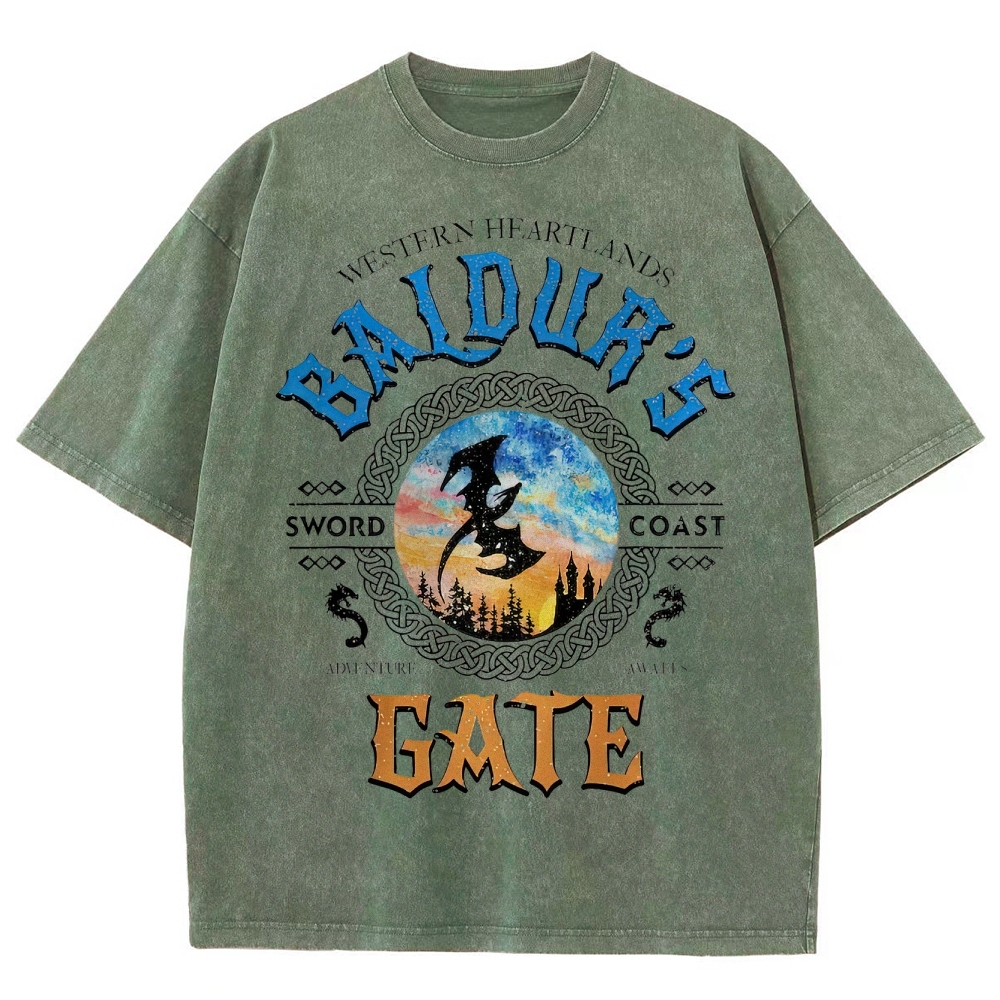 "Baldur's Gate Adventure Awaits" Celtic Knot Washed T-Shirt