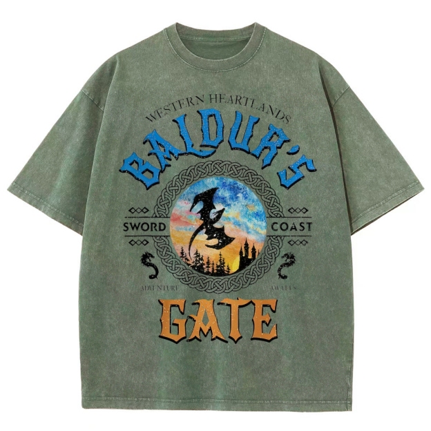 "Baldur's Gate Adventure Awaits" Celtic Knot Washed T-Shirt