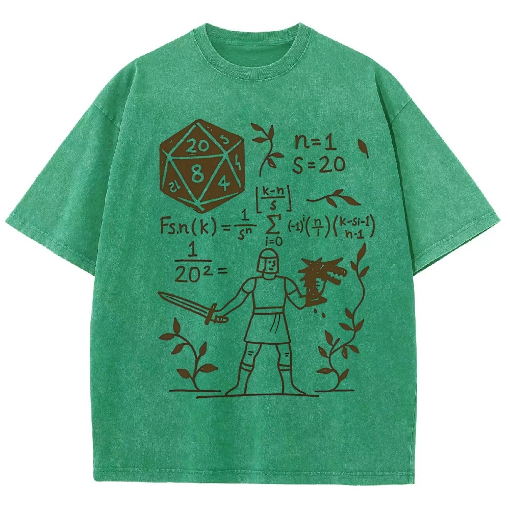 "D20 Probability Math" D&D Nerd Washed T-Shirt