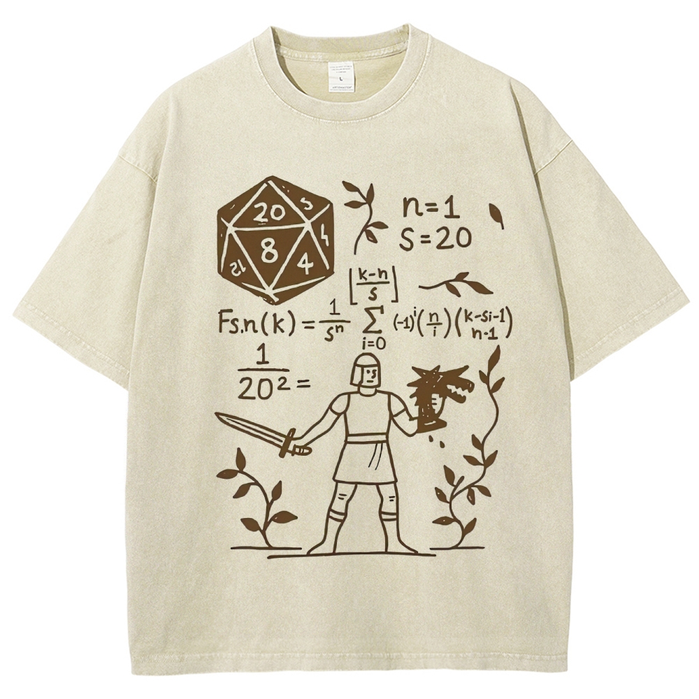 "D20 Probability Math" D&D Nerd Washed T-Shirt