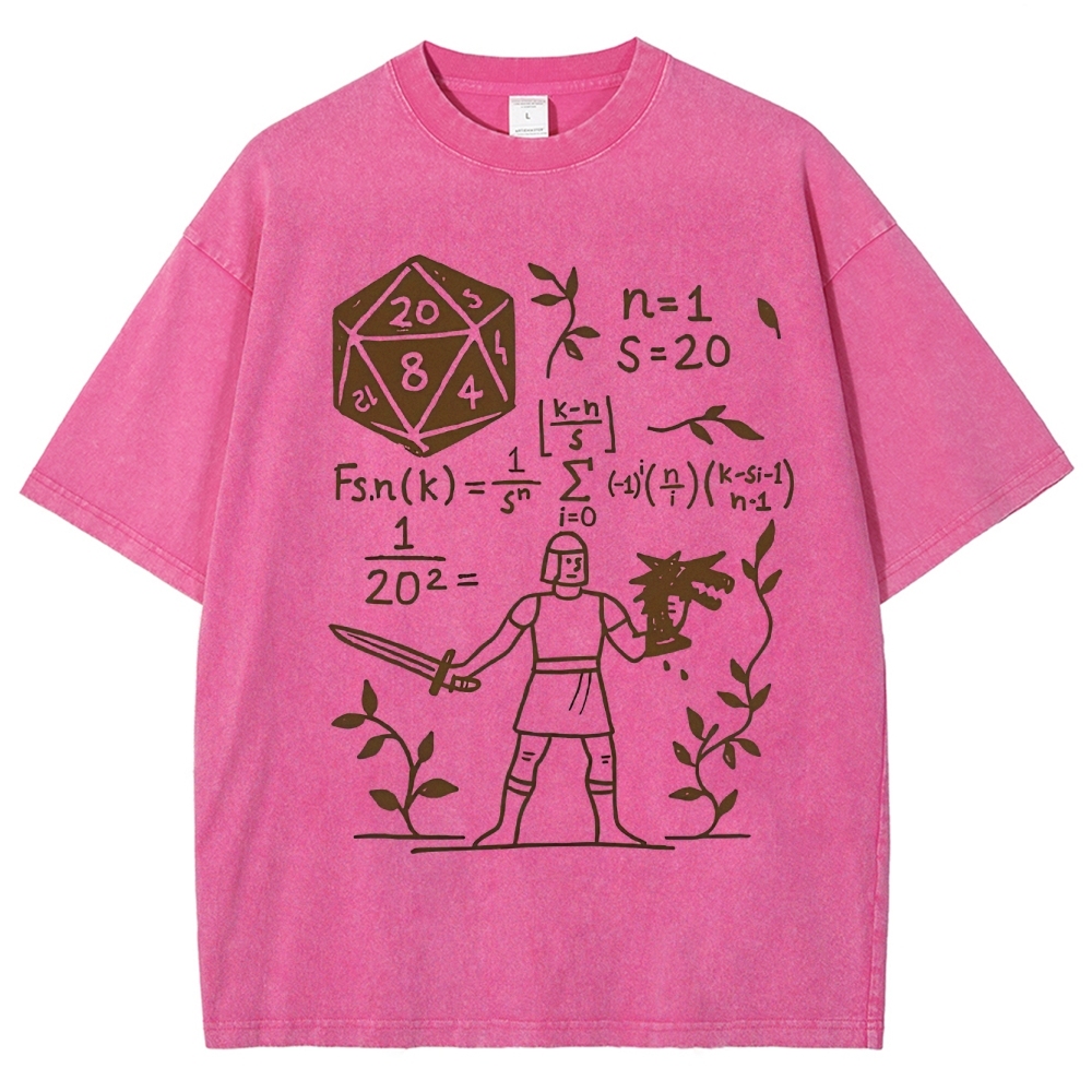 "D20 Probability Math" D&D Nerd Washed T-Shirt