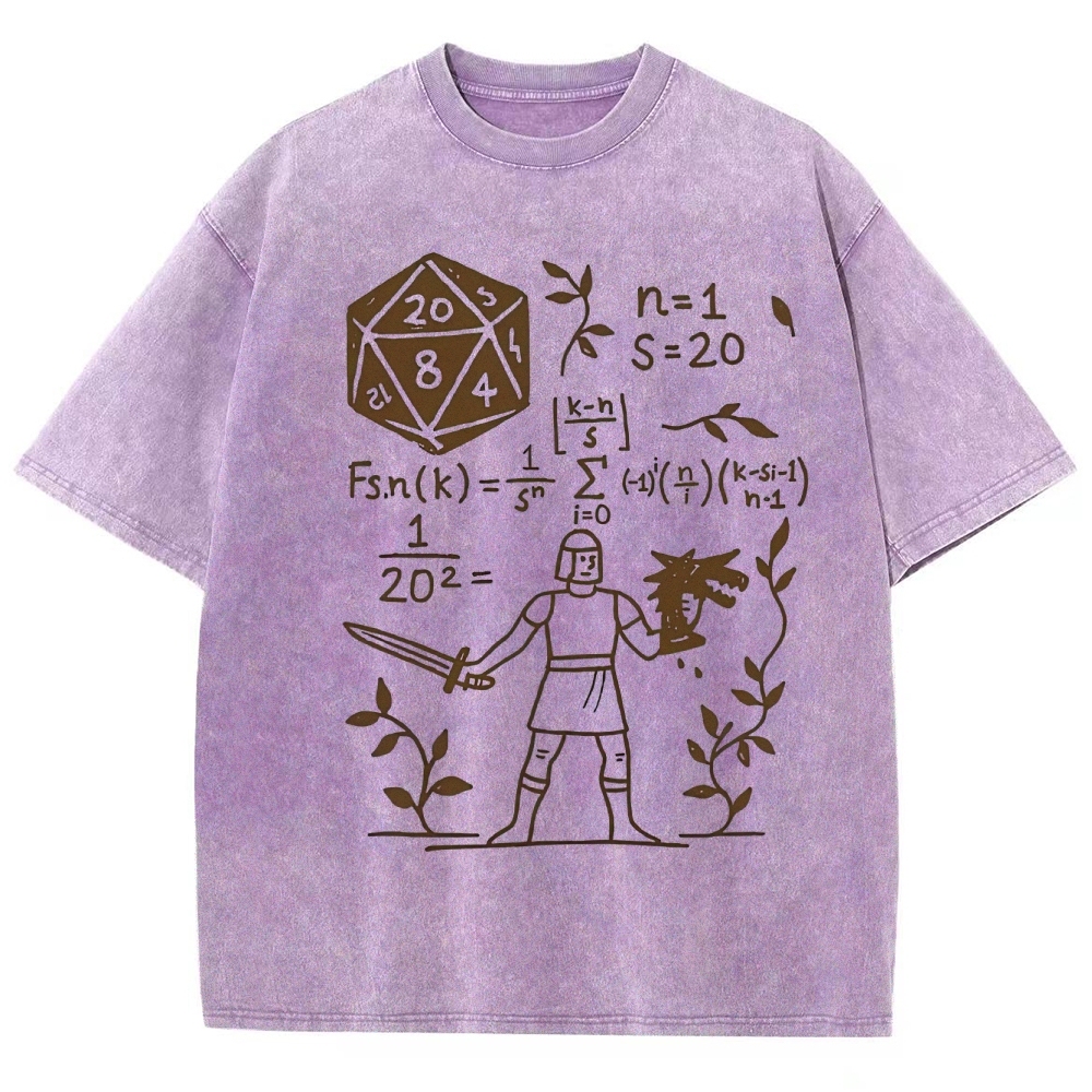 "D20 Probability Math" D&D Nerd Washed T-Shirt