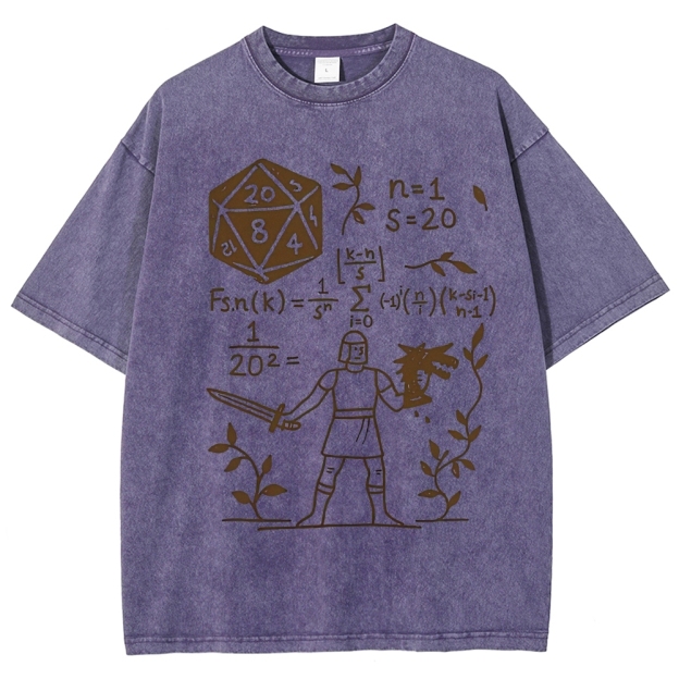 "D20 Probability Math" D&D Nerd Washed T-Shirt