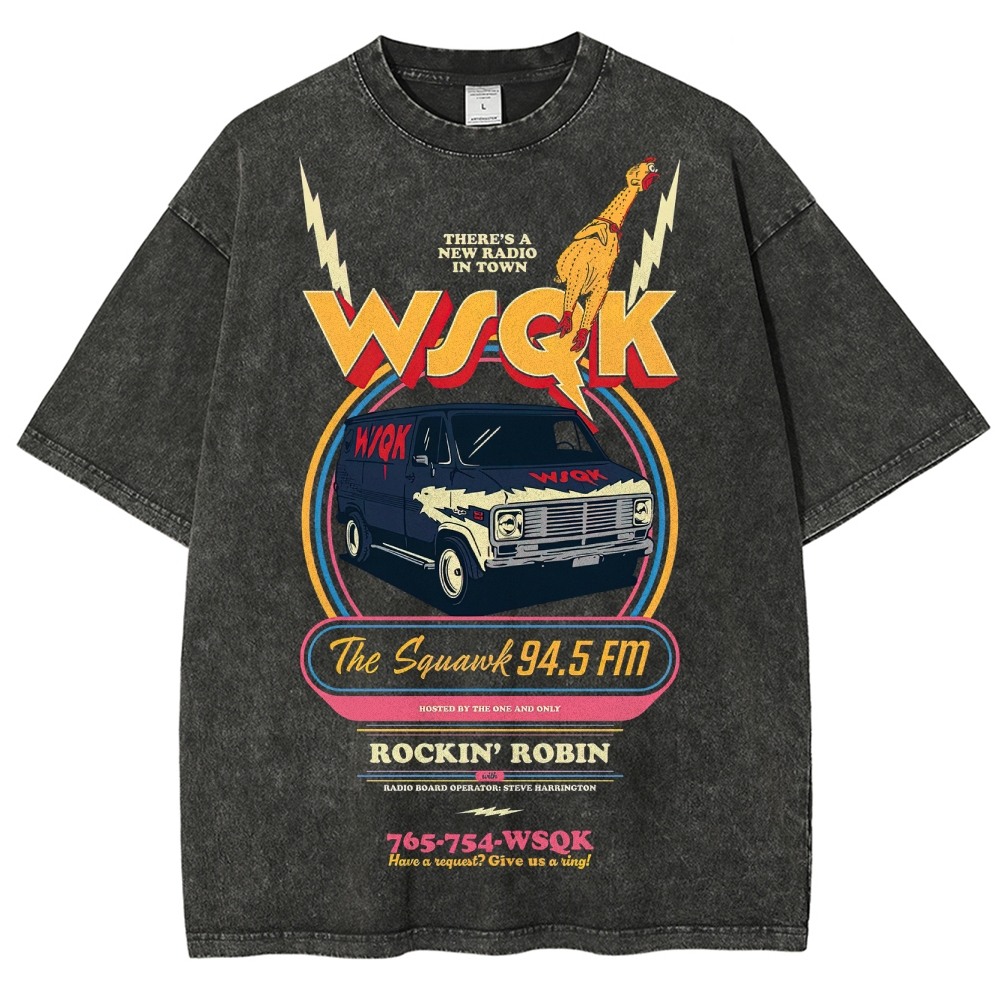 "WSQK The Squawk" Retro Radio Van Washed T-Shirt