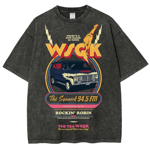 "WSQK The Squawk" Retro Radio Van Washed T-Shirt