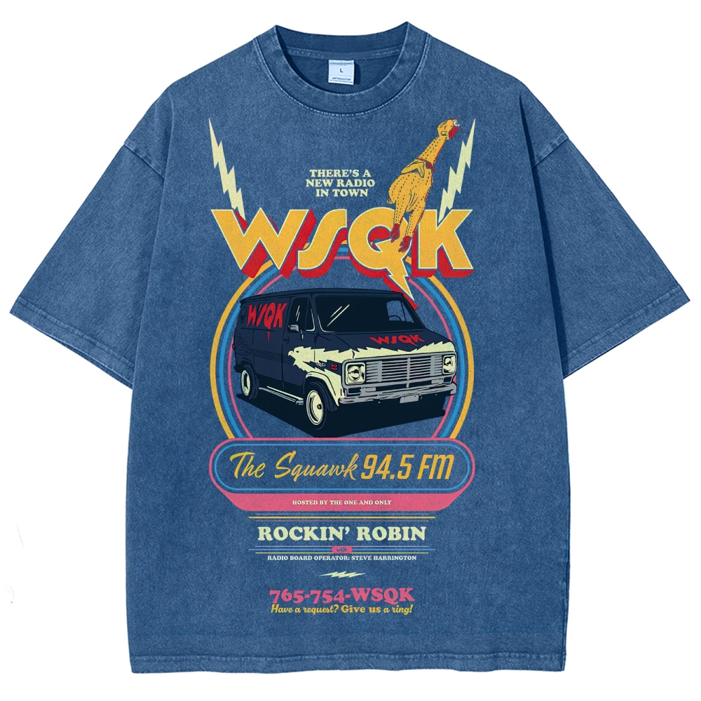 "WSQK The Squawk" Retro Radio Van Washed T-Shirt