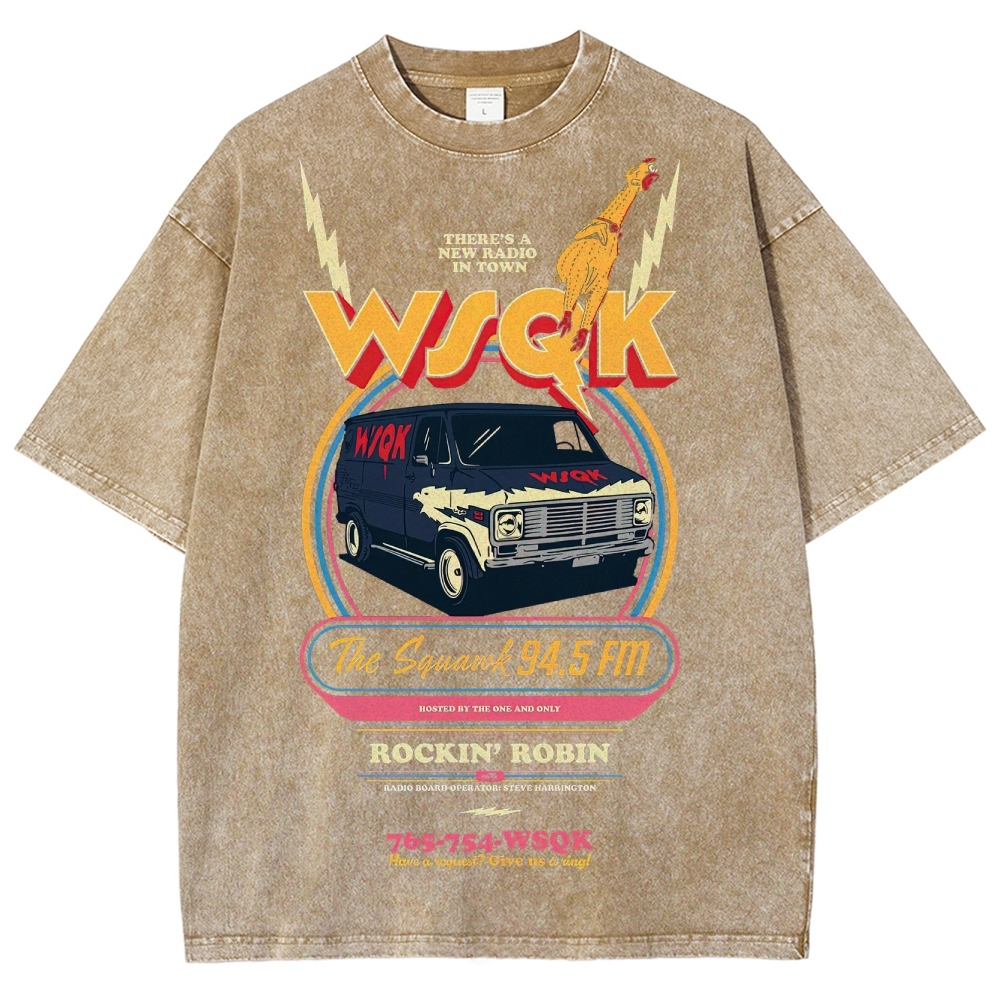 "WSQK The Squawk" Retro Radio Van Washed T-Shirt