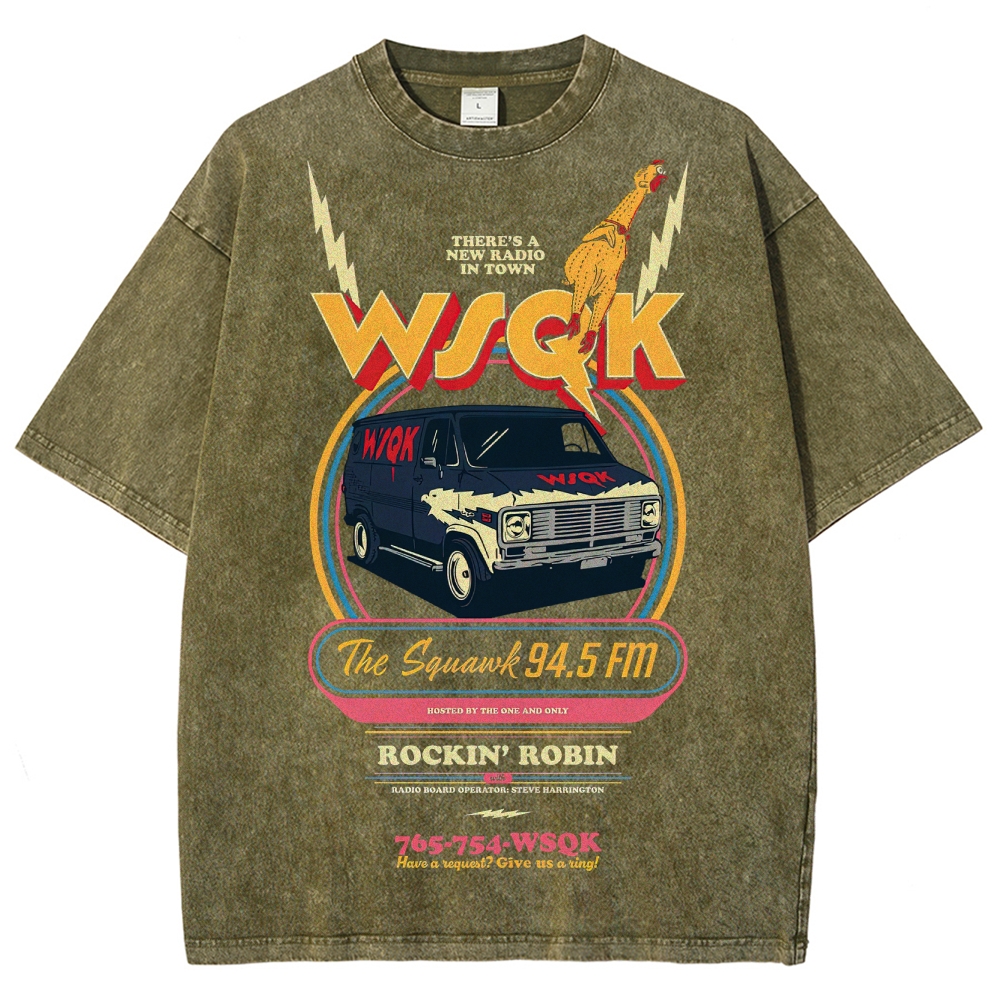 "WSQK The Squawk" Retro Radio Van Washed T-Shirt
