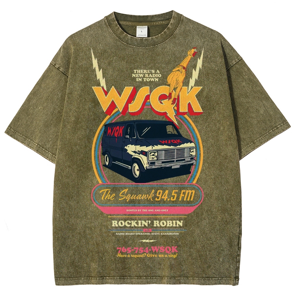 "WSQK The Squawk" Retro Radio Van Washed T-Shirt