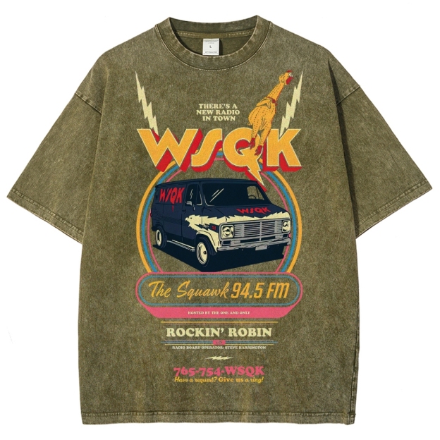 "WSQK The Squawk" Retro Radio Van Washed T-Shirt