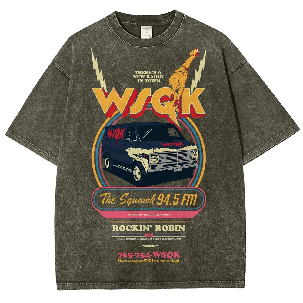 "WSQK The Squawk" Retro Radio Van Washed T-Shirt