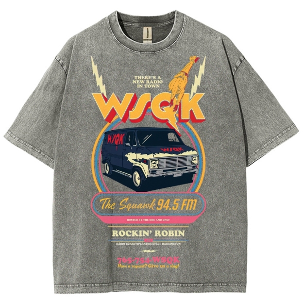 "WSQK The Squawk" Retro Radio Van Washed T-Shirt