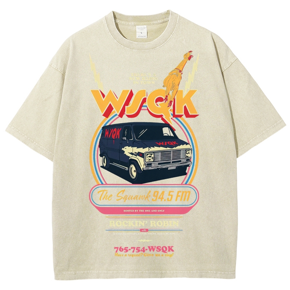 "WSQK The Squawk" Retro Radio Van Washed T-Shirt