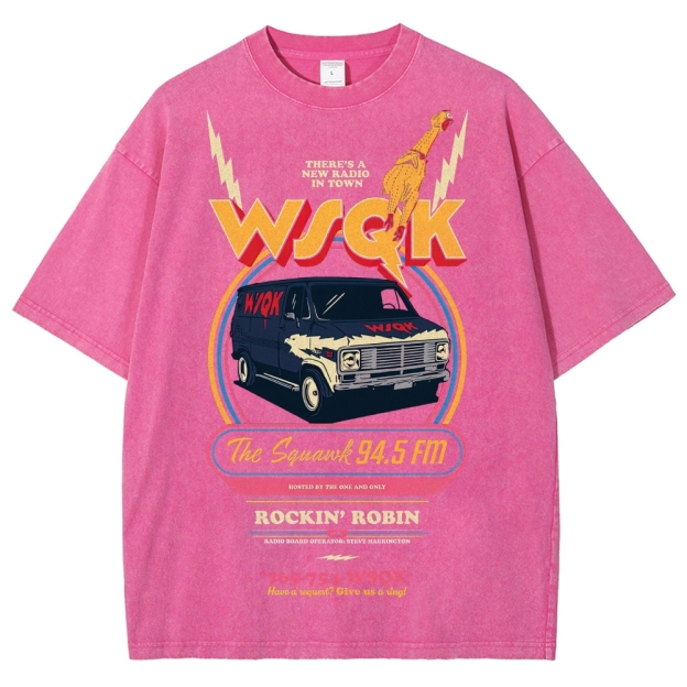 "WSQK The Squawk" Retro Radio Van Washed T-Shirt
