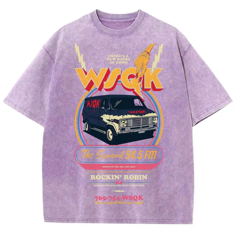"WSQK The Squawk" Retro Radio Van Washed T-Shirt