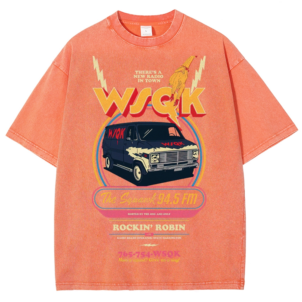 "WSQK The Squawk" Retro Radio Van Washed T-Shirt