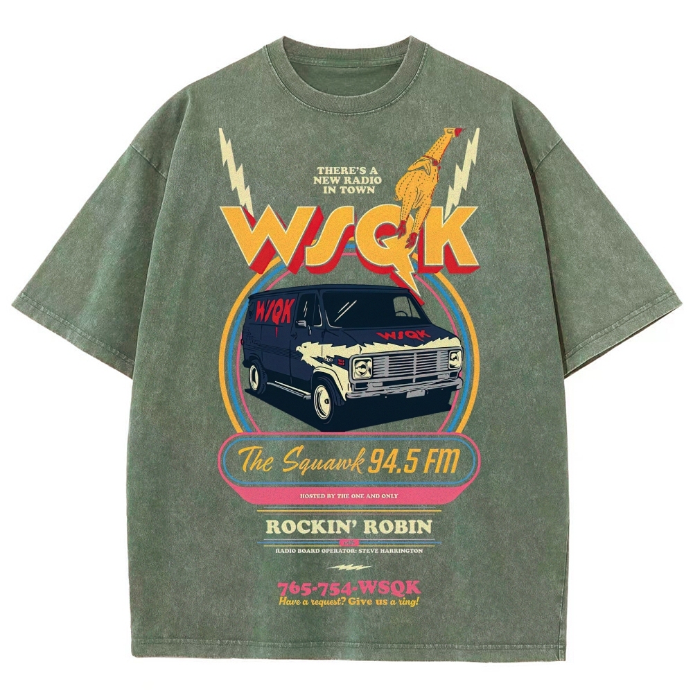 "WSQK The Squawk" Retro Radio Van Washed T-Shirt