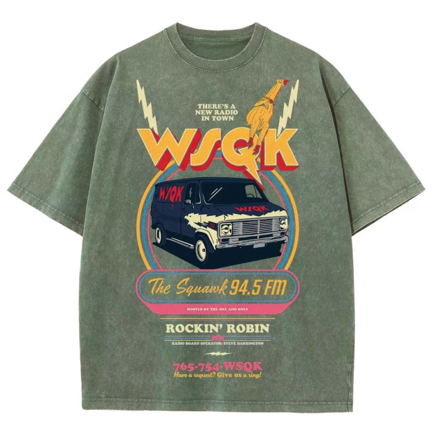 "WSQK The Squawk" Retro Radio Van Washed T-Shirt