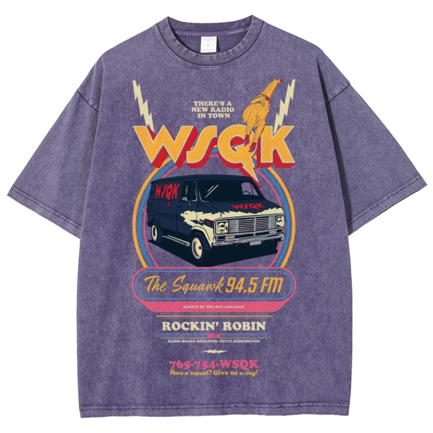 "WSQK The Squawk" Retro Radio Van Washed T-Shirt