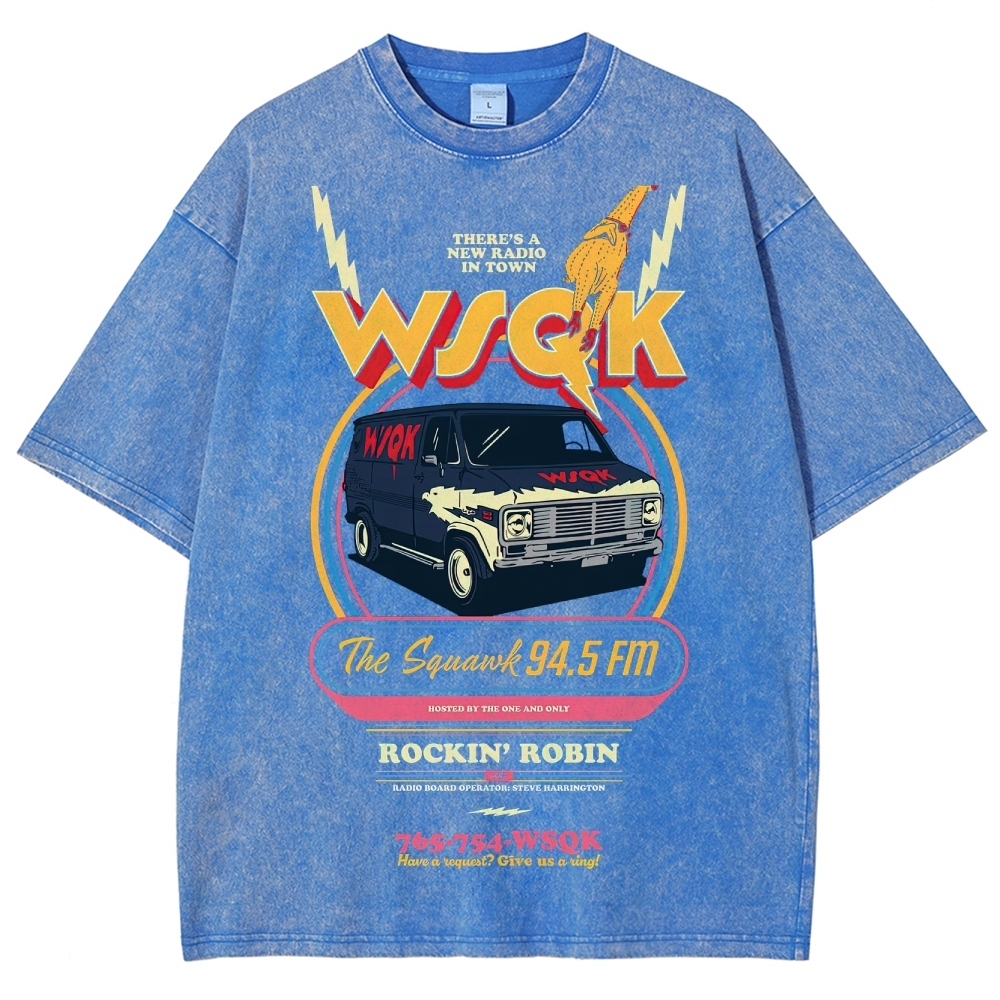 "WSQK The Squawk" Retro Radio Van Washed T-Shirt