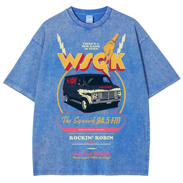 "WSQK The Squawk" Retro Radio Van Washed T-Shirt